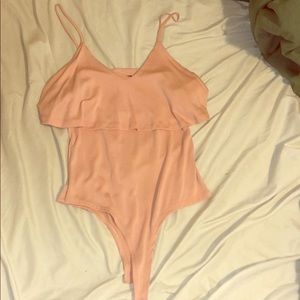 La Hearts pink spaghetti strap body suit
